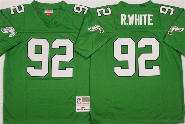 Men's Philadelphia Eagles #92 Reggie White Kelly Green Throwback Stitched Football Jersey